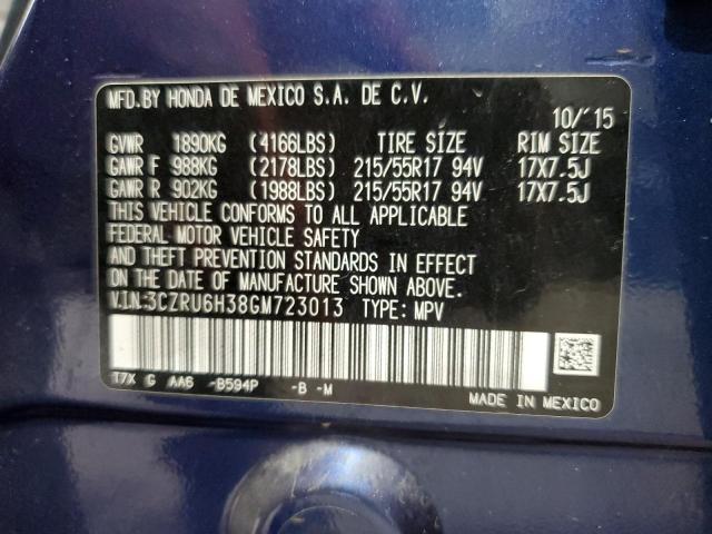 3CZRU6H38GM723013 - 2016 HONDA HR-V LX BLUE photo 13