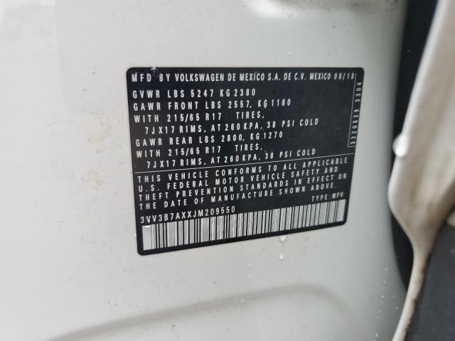 3VV3B7AXXJM209550 - 2018 VOLKSWAGEN TIGUAN SE Biały zdjęcie 13
