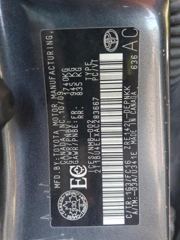 2T1BU4EEXAC283667 - 2010 TOYOTA COROLLA BASE GRAY photo 12