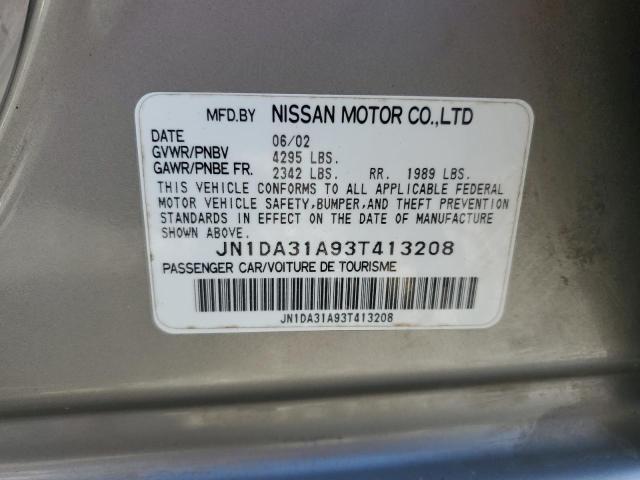 JN1DA31A93T413208 - 2003 NISSAN MAXIMA GLE GRAY photo 12