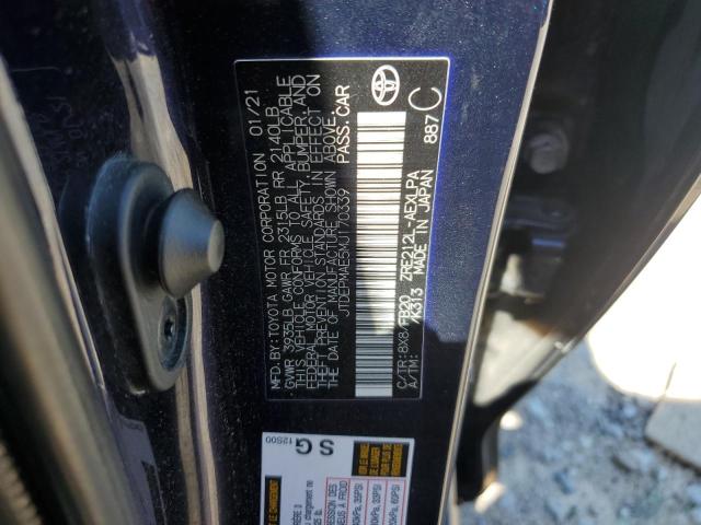 JTDEPMAE5MJ170339 - 2021 TOYOTA COROLLA LE 蓝色 照片 12