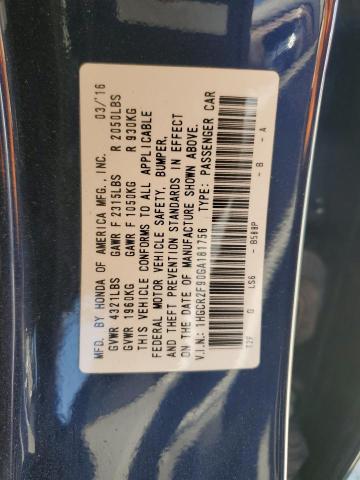 1HGCR2F90GA181756 - 2016 HONDA ACCORD EXL 蓝色 照片 13