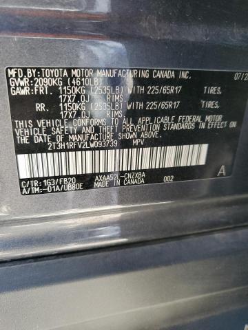 2T3H1RFV2LW093739 - 2020 TOYOTA RAV4 LE GRAY photo 13