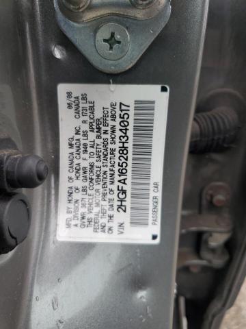 2HGFA16528H340517 - 2008 HONDA CIVIC LX GRAY photo 12