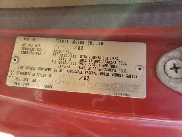 JT4RN34R7C0047727 - 1982 TOYOTA PICKUP 1/2 TON RN34 RED photo 12