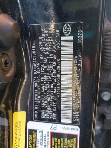 4T1BF1FK5HU336670 - 2017 TOYOTA CAMRY LE BLACK photo 12