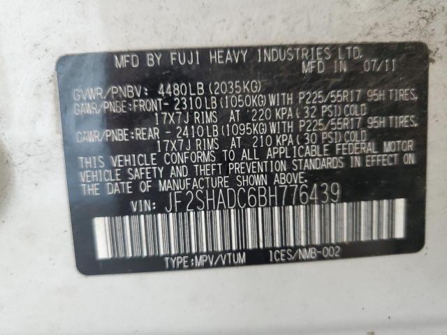 JF2SHADC6BH776439 - 2011 SUBARU FORESTER 2.5X PREMIUM WHITE photo 13