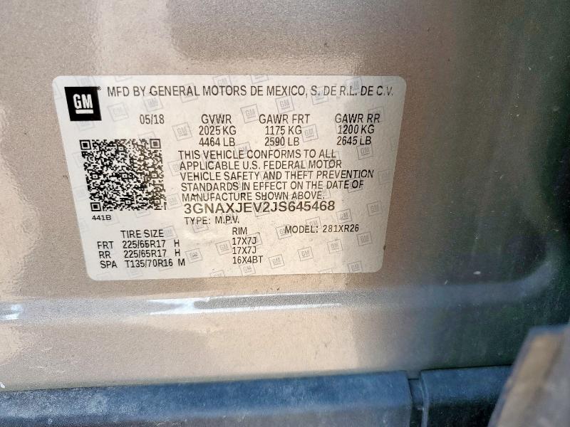 3GNAXJEV2JS645468 - 2018 CHEVROLET EQUINOX LT GRAY photo 13