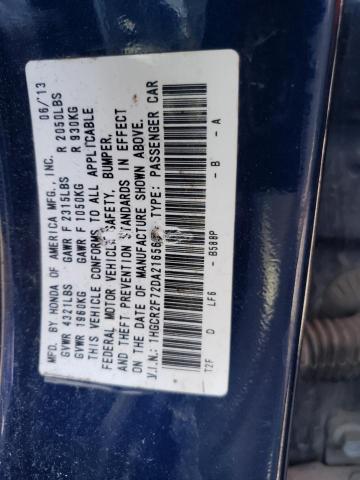 1HGCR2F72DA216565 - 2013 HONDA ACCORD EX BLUE photo 12