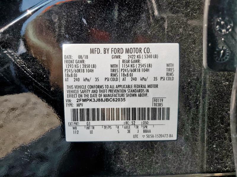 2FMPK3J88JBC62035 - 2018 FORD EDGE SEL Черный фото 14