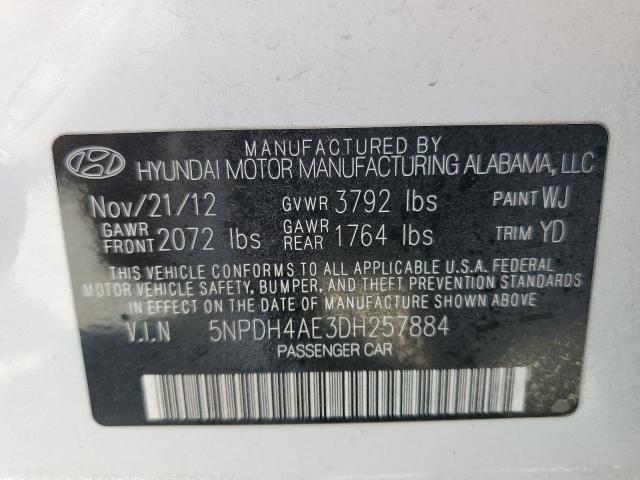 5NPDH4AE3DH257884 - 2013 HYUNDAI ELANTRA GLS WHITE photo 12