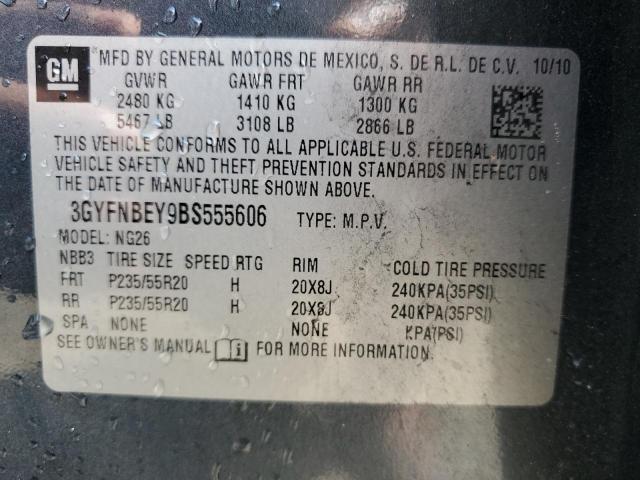 3GYFNBEY9BS555606 - 2011 CADILLAC SRX PERFORMANCE COLLECTION Grafitowy zdjęcie 12