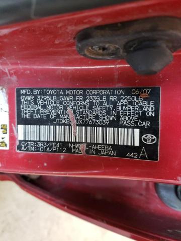 JTDKB20UX77673039 - 2007 TOYOTA PRIUS RED photo 12