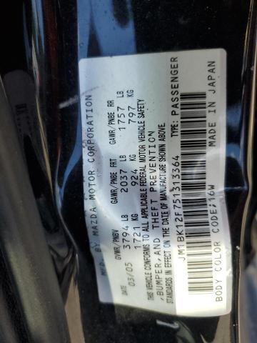 JM1BK12F751313364 - 2005 MAZDA 3 I BLACK photo 12