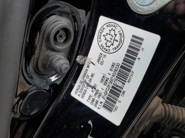 2HGFC2F56GH028330 - 2016 HONDA CIVIC LX BLACK photo 13