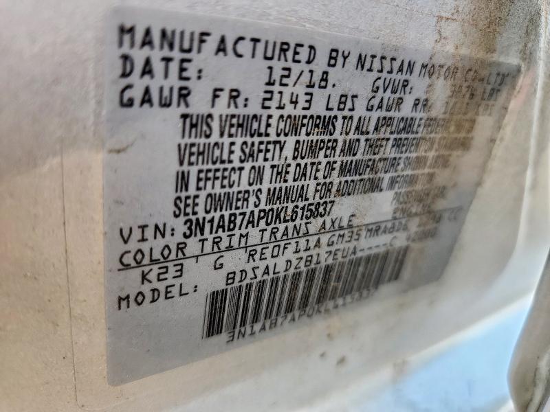 3N1AB7AP0KL615837 - 2019 NISSAN SENTRA S SILVER photo 12