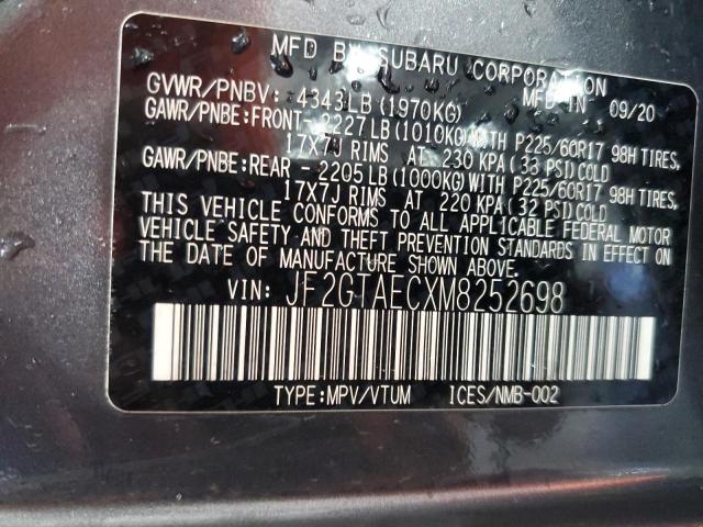 JF2GTAECXM8252698 - 2021 SUBARU CROSSTREK PREMIUM GRAY photo 13