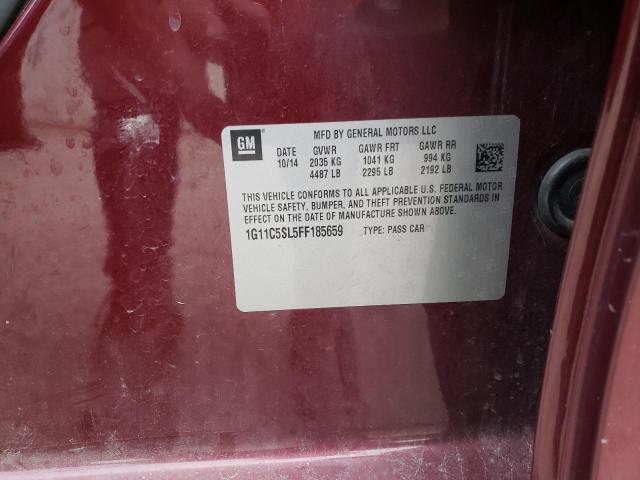 1G11C5SL5FF185659 - 2015 CHEVROLET MALIBU 1LT 勃艮第红 照片 12