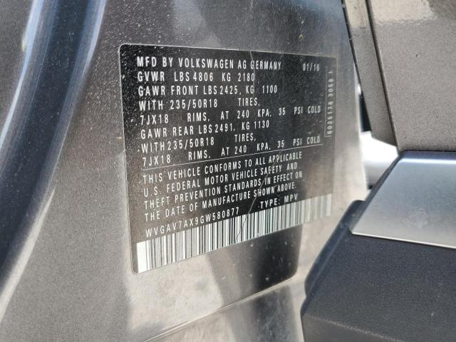 WVGAV7AX9GW580877 - 2016 VOLKSWAGEN TIGUAN S 灰色 照片 13