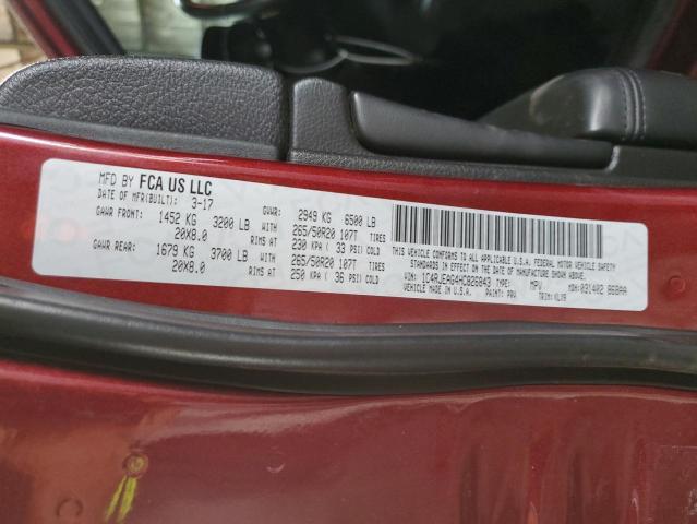 1C4RJEAG4HC826843 - 2017 JEEP GRAND CHEROKEE LAREDO MAROON photo 12