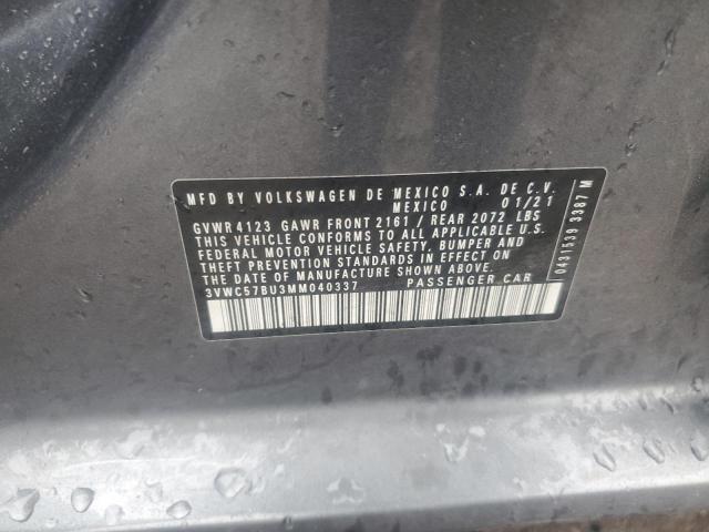 3VWC57BU3MM040337 - 2021 VOLKSWAGEN JETTA S رمادي صورة 12