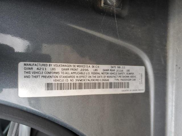 3VWDX7AJ9CM313558 - 2012 VOLKSWAGEN JETTA SE GRAY photo 12