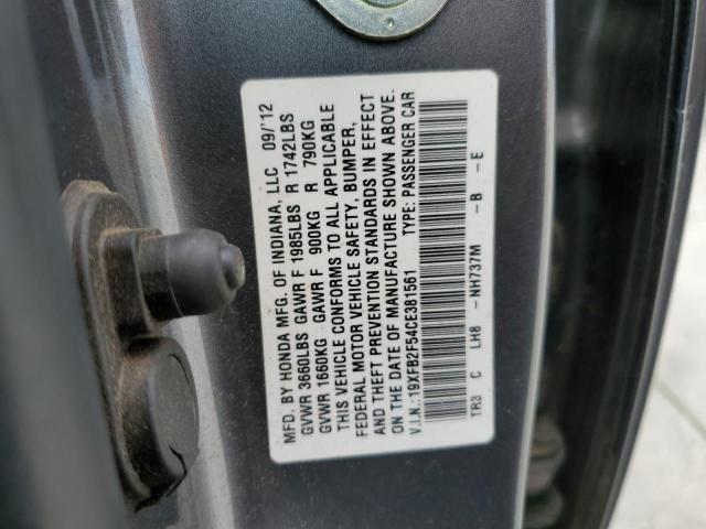 19XFB2F54CE381561 - 2012 HONDA CIVIC LX GRAY photo 12