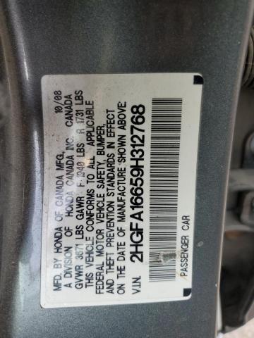 2HGFA16659H312768 - 2009 HONDA CIVIC LX-S 灰色 照片 12