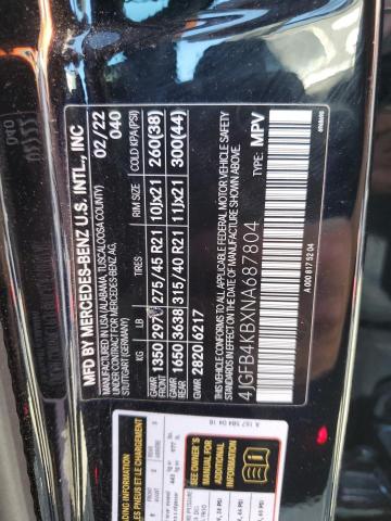 4JGFB4KBXNA687804 - 2022 MERCEDES-BENZ GLE 350 4MATIC BLACK photo 13