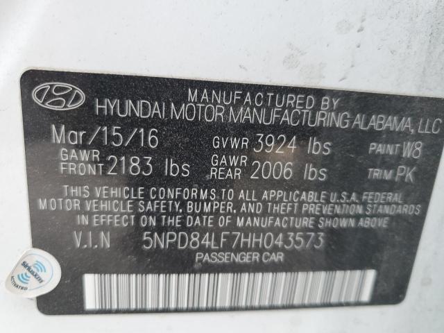 5NPD84LF7HH043573 - 2017 HYUNDAI ELANTRA SE WHITE photo 13