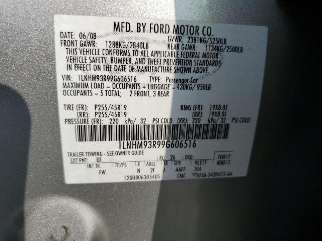 1LNHM93R99G606516 - 2009 LINCOLN MKS SILVER photo 12