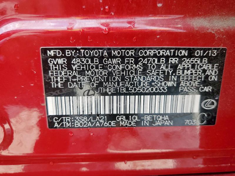 JTHBE1BL5D5020033 - 2013 LEXUS GS 350 MAROON photo 13