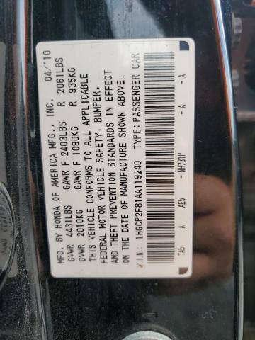 1HGCP2F81AA119240 - 2010 HONDA ACCORD EXL BLACK photo 13