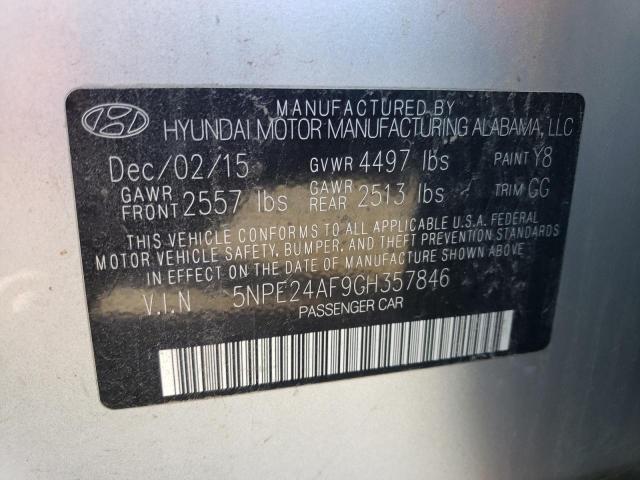 5NPE24AF9GH357846 - 2016 HYUNDAI SONATA SE SILVER photo 12