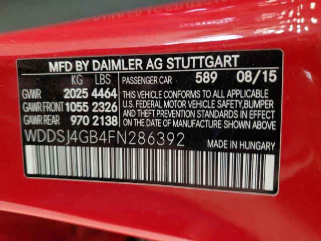 WDDSJ4GB4FN286392 - 2015 MERCEDES-BENZ CLA 250 4MATIC RED photo 12