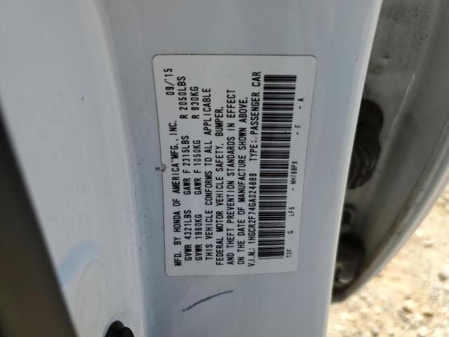 1HGCR2F74GA024889 - 2016 HONDA ACCORD EX 白色 照片 12