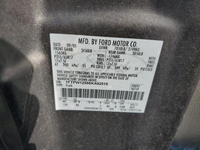 1FTPW12566KA92515 - 2006 FORD E-150 SUPERCREW GRAY photo 12