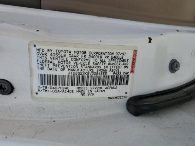 JT2BG22K8V0094885 - 1997 TOYOTA CAMRY LE თეთრი ფოტო 12