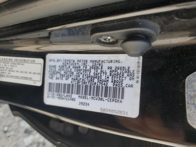 4T1BF30K72U017542 - 2002 TOYOTA CAMRY LE 黑色 照片 12