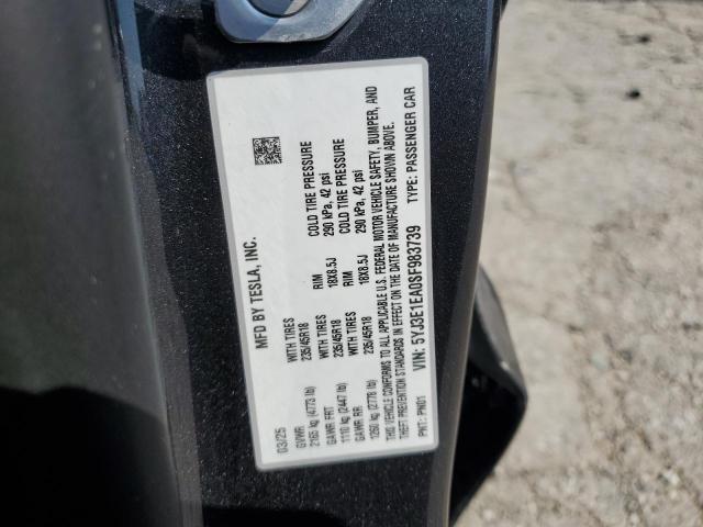 5YJ3E1EA0SF983739 - 2025 TESLA MODEL 3 GRAY photo 12