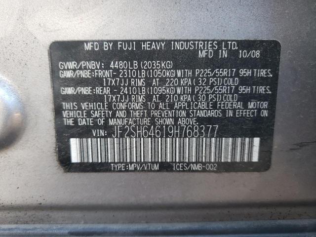 JF2SH64619H768377 - 2009 SUBARU FORESTER 2.5X LIMITED SILVER photo 12