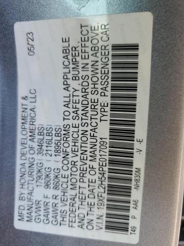 19XFL2H54PE017091 - 2023 HONDA CIVIC LX SILVER photo 12