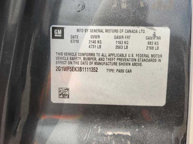 2G1WF5EK3B1111352 - 2011 CHEVROLET IMPALA LS GRAY photo 13