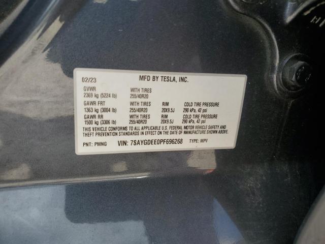 7SAYGDEE0PF696268 - 2023 TESLA MODEL Y Gris photo 12