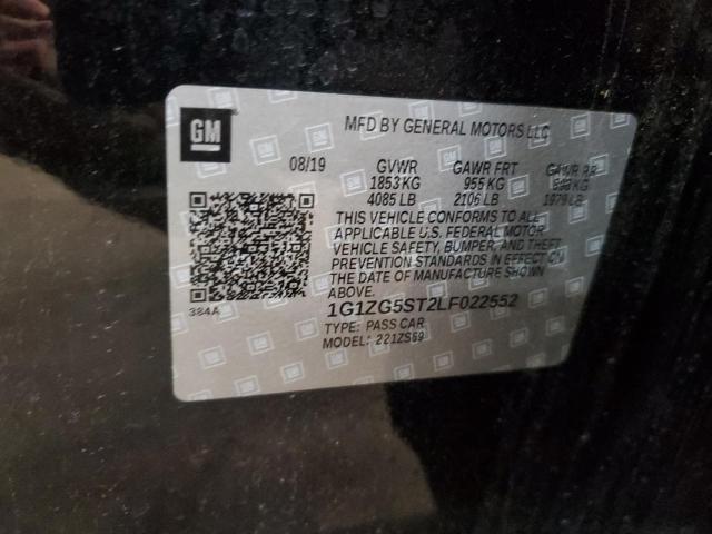 1G1ZG5ST2LF022552 - 2020 CHEVROLET MALIBU RS BLACK photo 12