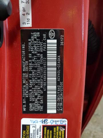 4T1BE46K69U349272 - 2009 TOYOTA CAMRY BASE RED photo 12