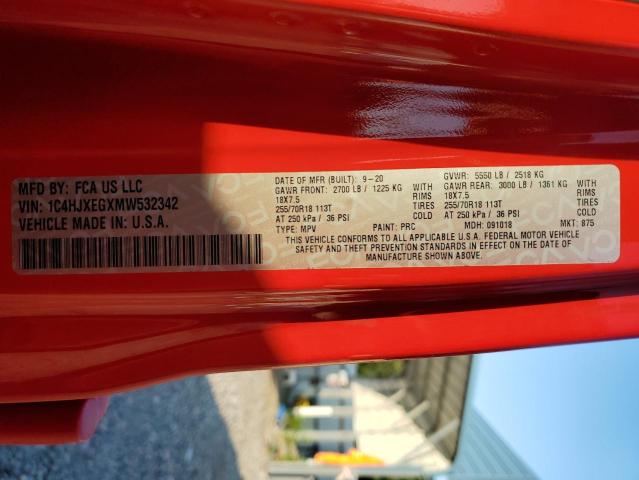 1C4HJXEGXMW532342 - 2021 JEEP WRANGLER U SAHARA RED photo 13