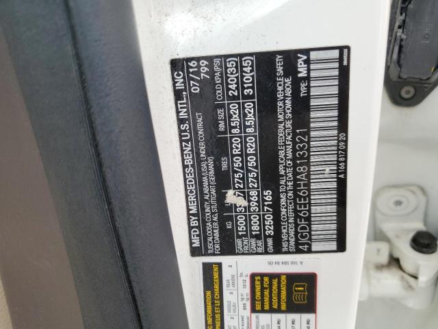 4JGDF6EE6HA813321 - 2017 MERCEDES-BENZ GLS 450 4MATIC WHITE photo 13