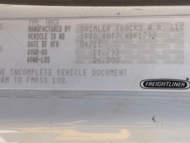 1FVACWDT7CHBF1798 - 2012 FREIGHTLINER M2 106 MEDIUM DUTY WHITE photo 10