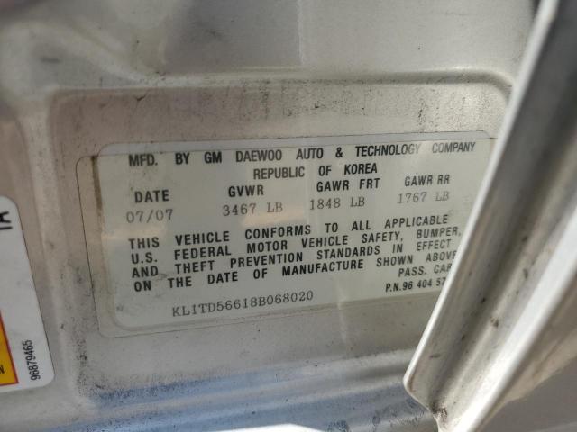 KL1TD56618B068020 - 2008 CHEVROLET AVEO BASE Gümüş foto 12